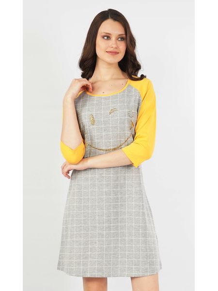 Dámská noční košile s tříčtvrtečním rukávem Úsměv - šedá