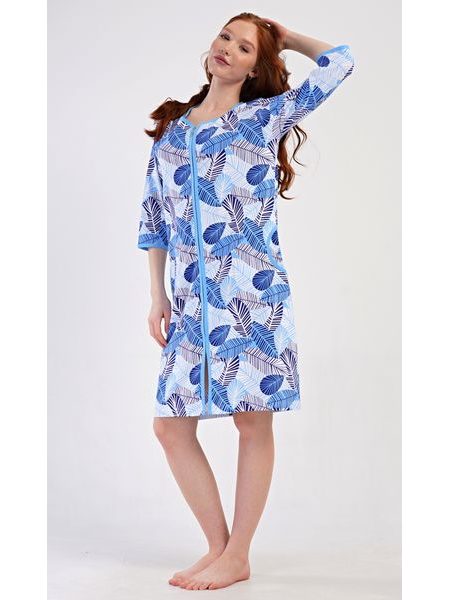 Dámské domácí šaty s tříčtvrtečním rukávem Julie - modrá