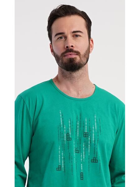 Pánské pyžamo dlouhé Tetris - zelená