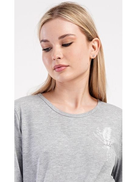 Dámské pyžamo dlouhé Peříčko - šedá