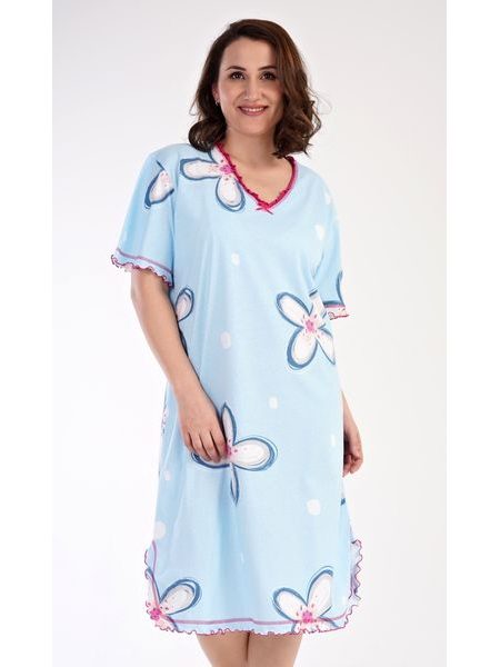 Dámská noční košile s krátkým rukávem Veronika - světle modrá