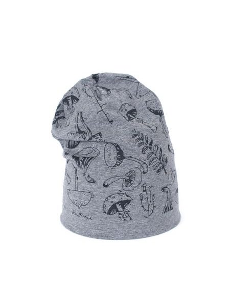 Dětská čepice s houbami bílá