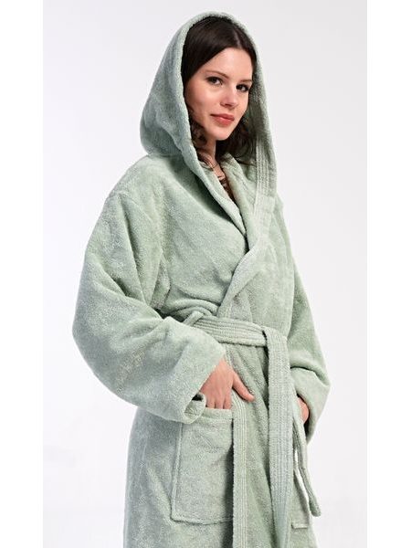 Dámský župan dlouhý s kapucí Lesní víla - khaki