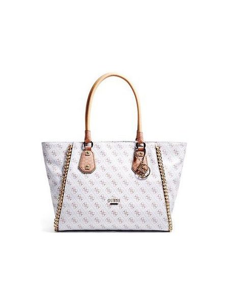 Elegantní business kabelka GUESS Confidential Logo Medium Classic Tote bílá