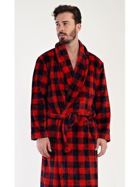 Pánský župan se šálovým límcem Kostka - červená