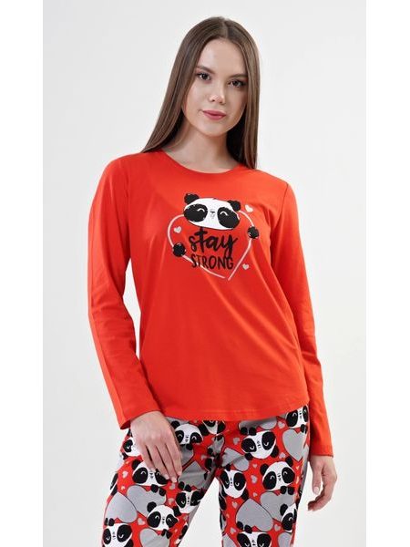 Dámské pyžamo dlouhé Stay strong - červená