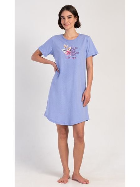 Dámská noční košile s krátkým rukávem Elizabeth - modrošedá