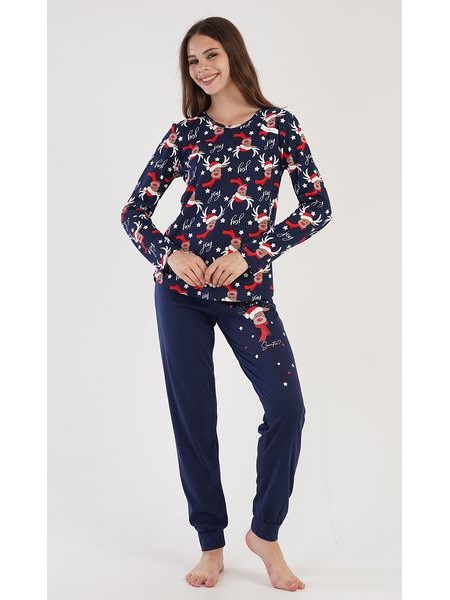 Dámské pyžamo dlouhé Sob - tmavě modrá