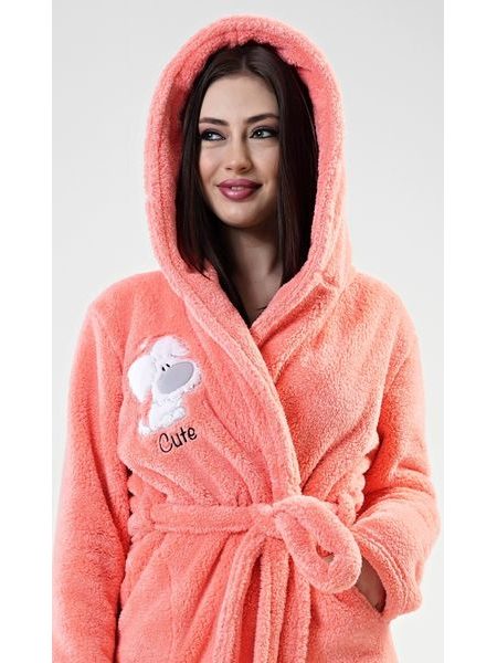 Dámský župan krátký s kapucí Štěně - oranžová