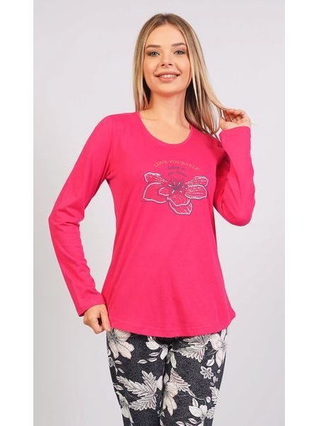 Dámské pyžamo dlouhé Martina - malinová