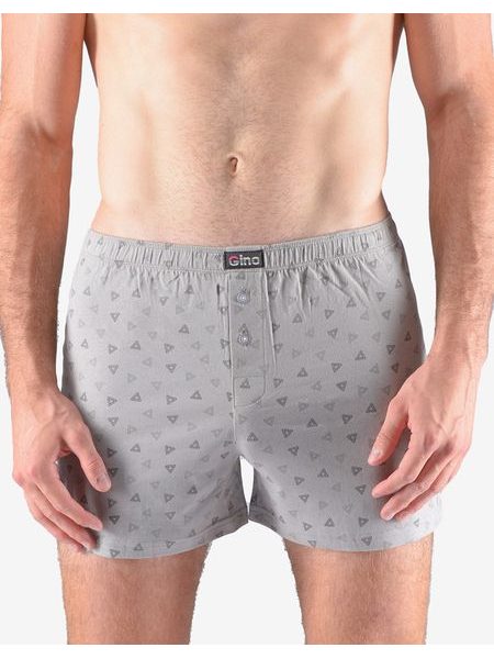 Pánské trenky volné, šité, s potiskem 75185P - šedá černá