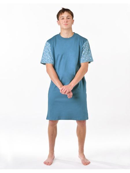 Pánská košile noční krátký rukáv, šité, s potiskem 79202 - měsíc dunaj