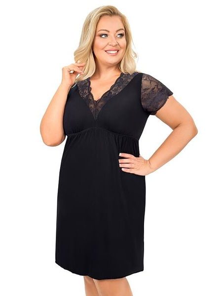 Noční košile plus size Sonia černá