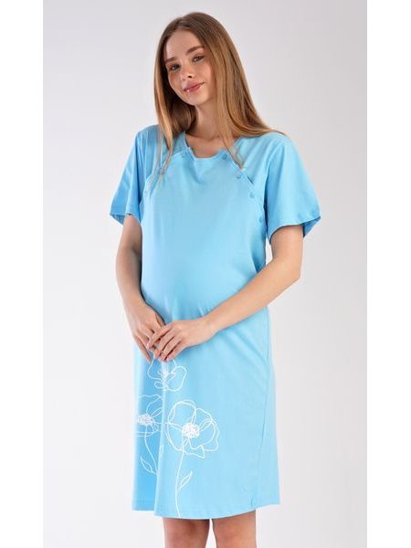 Dámská noční košile mateřská Leontýna - světle modrá