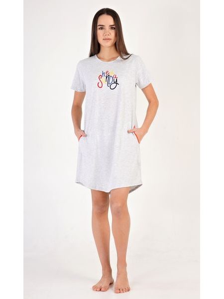 Dámské domácí šaty s krátkým rukávem Hey sunday - světle šedá