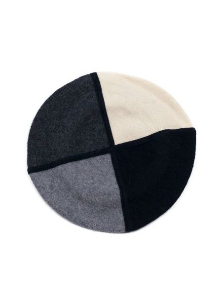Šedý čtyřbarevný vlněný baret