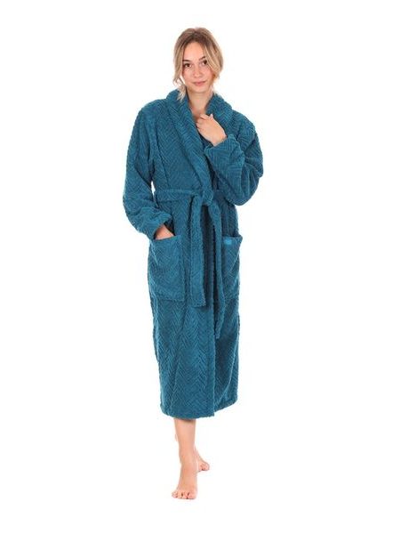 Dámský dlouhý župan se šálovým límcem ATHENA petrolejová