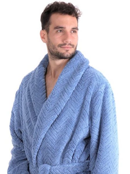 Unisex dlouhý župan se šálovým límcem ATHENA modrá