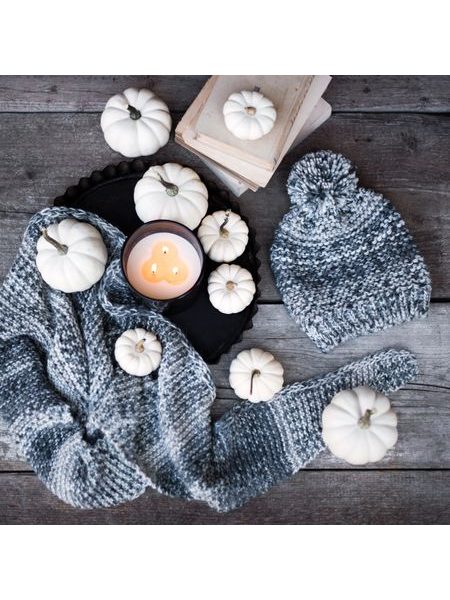 Set pletené čepice se šátkem světle šedá melanž