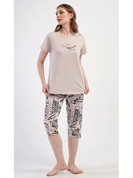 Dámské pyžamo kapri Elena - béžová