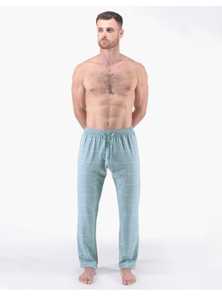 Pánské kalhoty dlouhé pyžamové pánské, šité, klasické, s potiskem Pyžama 2024 79183P - měsíc sv. šedá