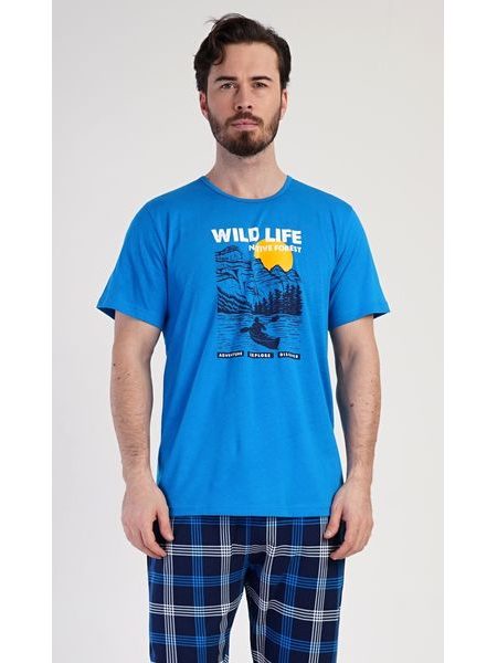 Pánské pyžamo kapri Wild life - modrá