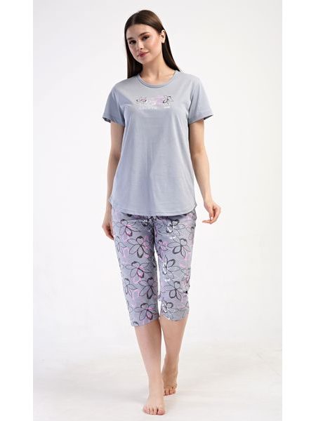 Dámské pyžamo kapri Mia - šedá