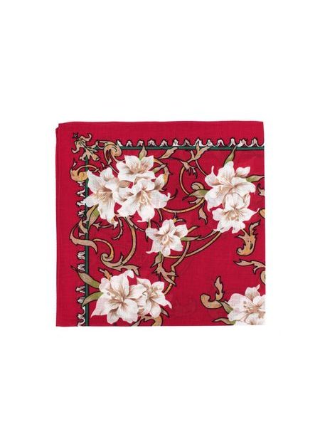 Bandana červená s květinami