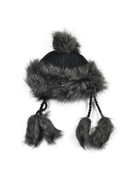 Zimní chlupatá čepice černá
