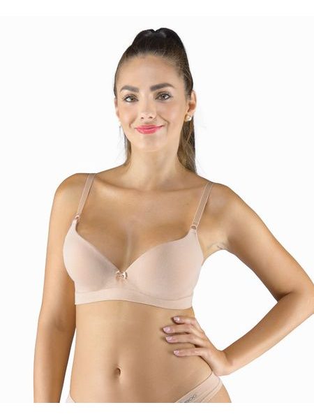 Dámská podprsenka vyztužená, vyztužené, bezešvé, jednobarevné Eco Bamboo 07019P - béžová