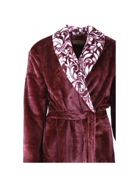 Dámský dlouhý župan se šálovým límcem FLORA vínová