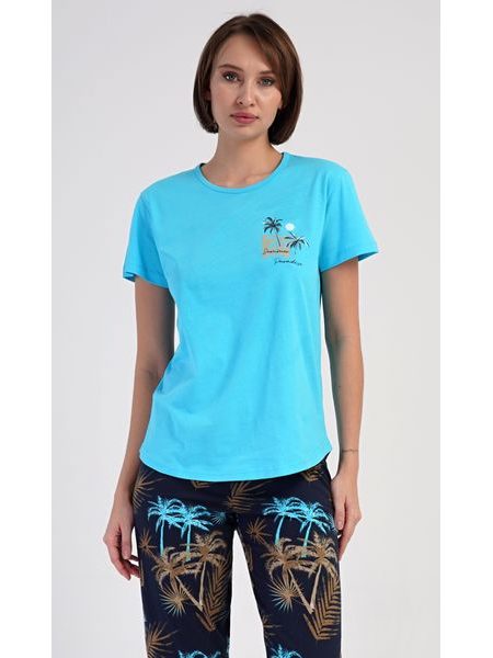 Dámské pyžamo kapri Tropicana - tyrkysová