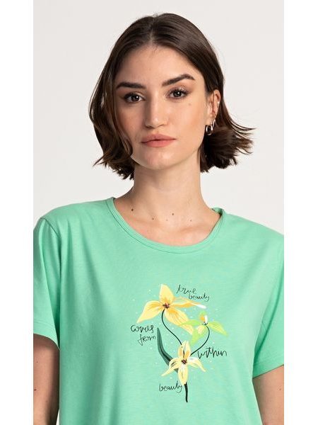 Dámská noční košile s krátkým rukávem Paula - zelená