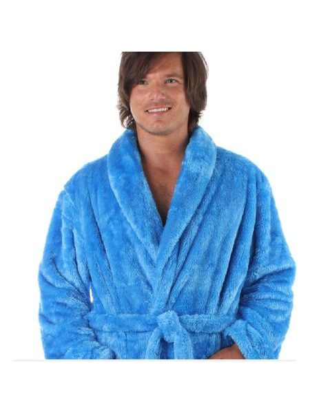Unisex dlouhý hřejivý župan se šálovým límcem LILLY a JACK EXTRA středně modrá