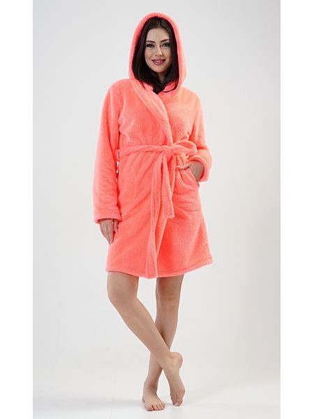 Dámský župan krátký s kapucí Grepfruit - růžová