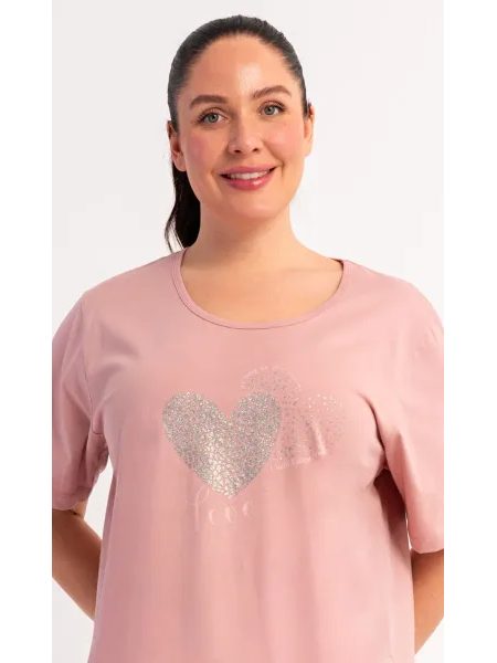 Dámská noční košile s krátkým rukávem Love - tmavě šedá