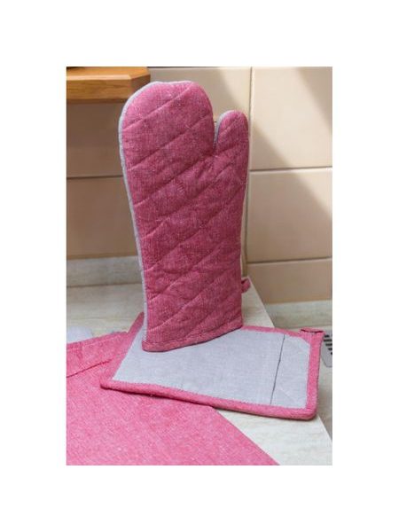 Chňapka s magnetem a podložkou z recyklované bavlny,18x32+18x25 cm, červená