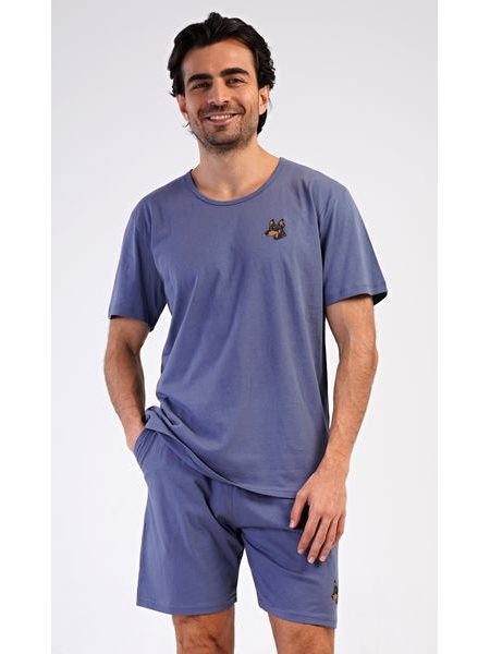 Pánské pyžamo šortky Pes - tmavě šedá