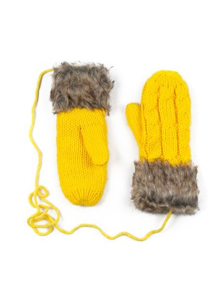 Žluté rukavice s kožíškem