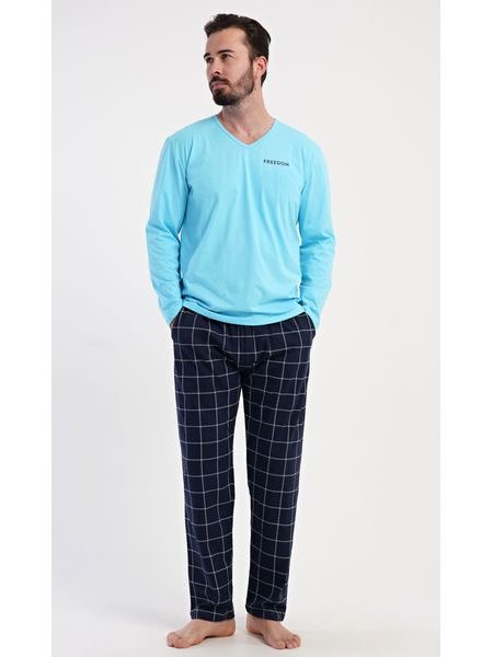 Pánské pyžamo dlouhé Freedom - tmavě modrá