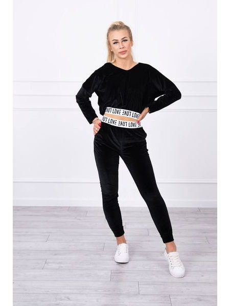 Sametový komplet s kapucí, černá