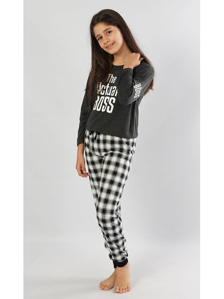 Dětské pyžamo dlouhé Actual boss - tmavě šedá