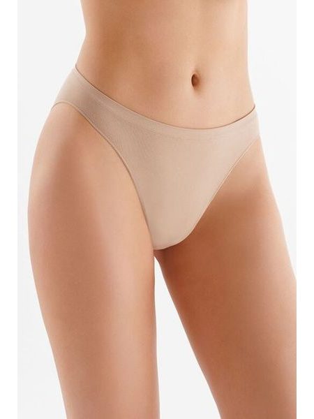 Bezešvé kalhotky Hi-leg briefs béžové