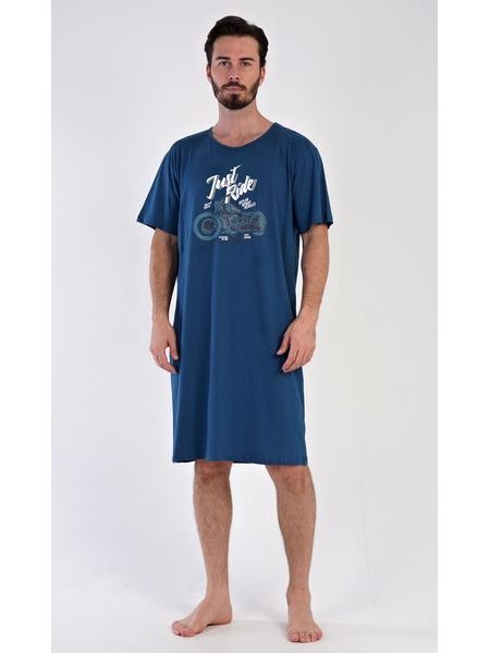 Pánská noční košile s krátkým rukávem Samuel - světle modrá