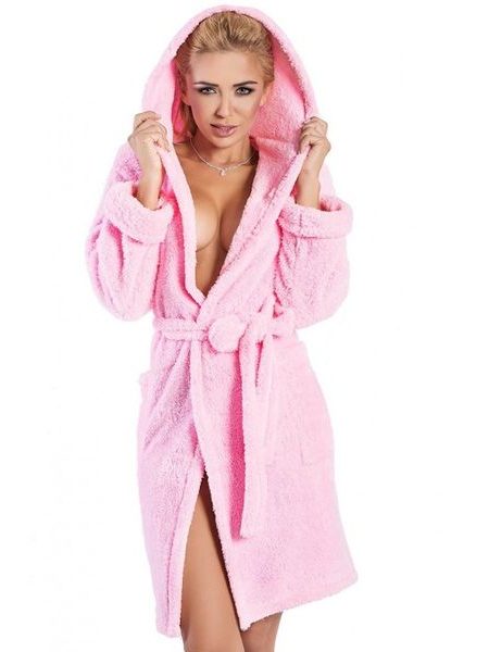 Krátký dámský župan s kapucí DKAREN Diana růžový