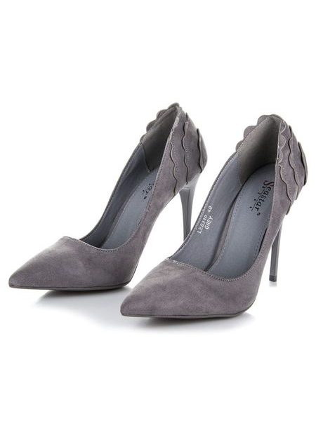 Semišové lodičky s volánkem šedé