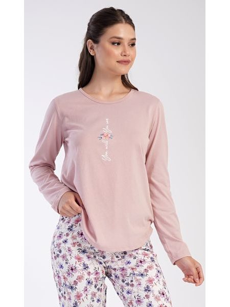 Dámské pyžamo dlouhé Linda - starorůžová