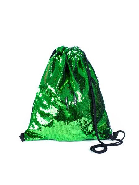 Blyštivý vak na záda zelený