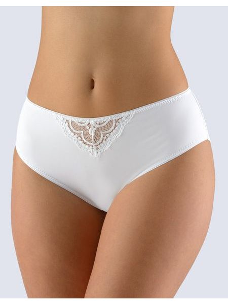 Dámské kalhotky klasické, širší bok, šité, s krajkou, La Femme 2 10171P - bílá