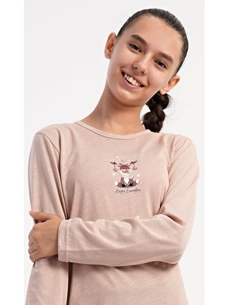 Dětské pyžamo dlouhé Sobík - béžová